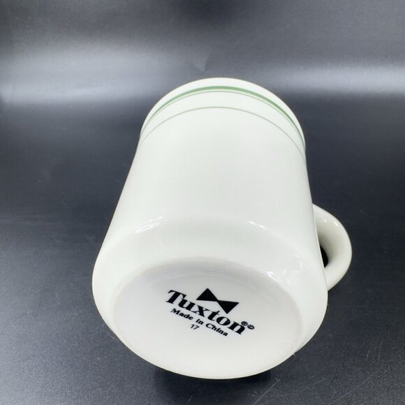 TUXTON 9oz Ceramic Restaurant Grade Diner Coffee Cup Mug Green Stripes Set 3 VTG - Picture 8 of 16